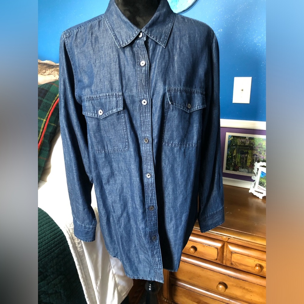 Talbots Dark Blue Button-Down Shirt Sz. 16W